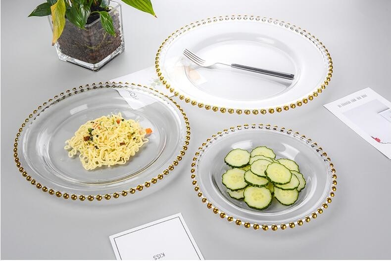 গুণ Gold Decorated Glass Charger Plates কারখানা