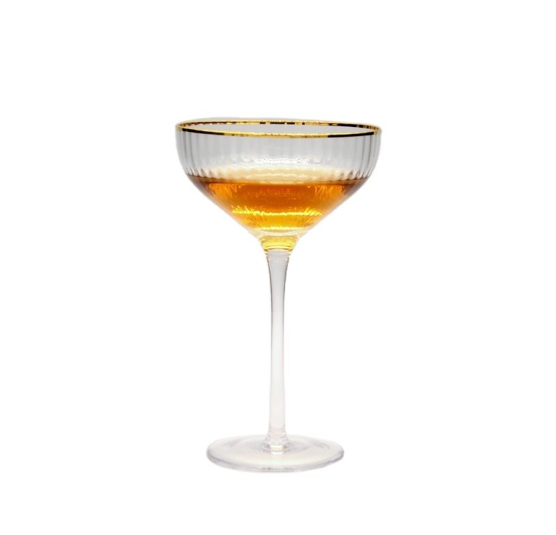 গুণ Customize Gold Rim Optical Stripes Crystal Cocktail Glasses কারখানা