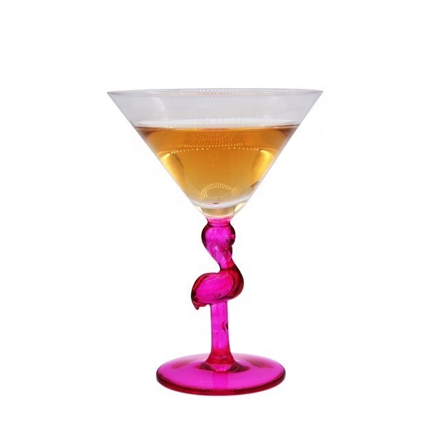 গুণ Pink Color  Flamingo Shaped Stem Cocktail Crystal Glasses কারখানা