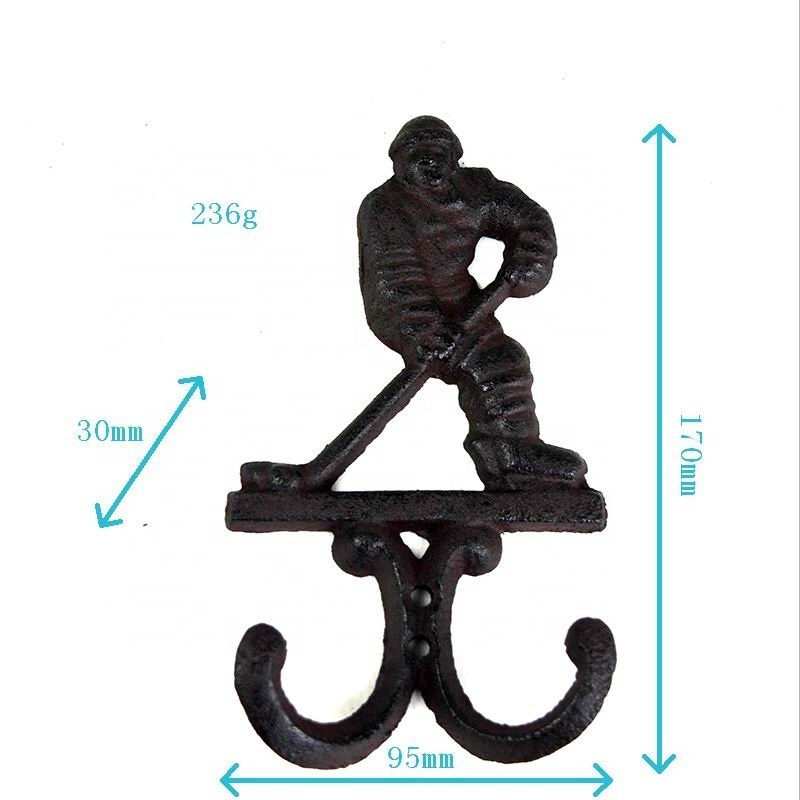 গুণ Ice Hockey Rustic Cast Iron Coat Hooks Cast Iron Crafts কারখানা