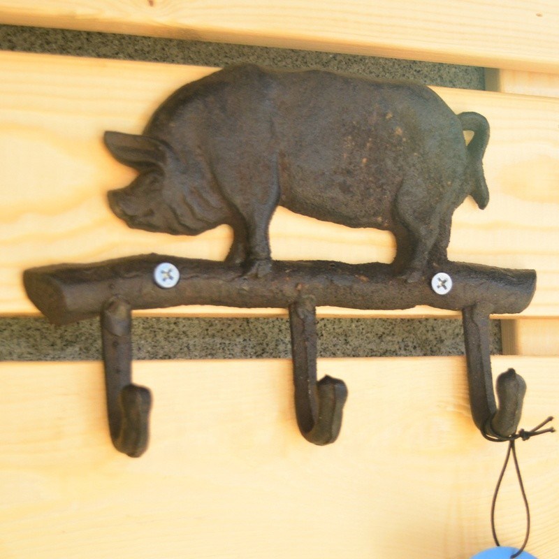 গুণ Pig Shape Vintage Decorative Iron Wall Hooks For Home কারখানা