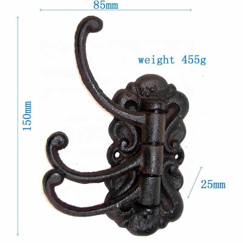 গুণ Vintage Black Iron Hooks Cast Iron Crafts For Entryway কারখানা