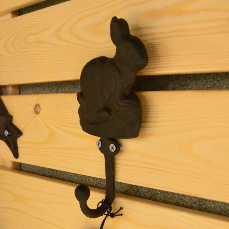 গুণ Antique Cute Rabbit Cast Iron Hat Hooks Cast Iron Crafts কারখানা