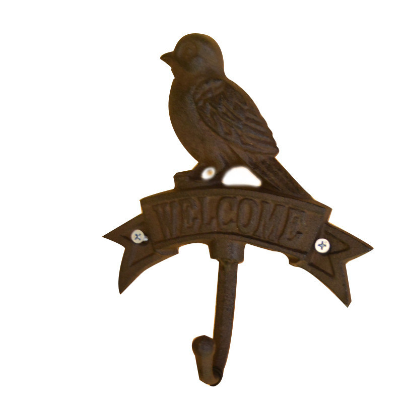 গুণ Antique Wall Mount Bird shape Black Iron Coat Hooks কারখানা
