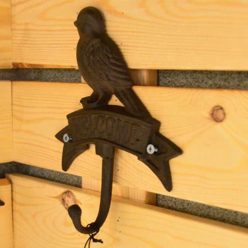 গুণ Antique Wall Mount Bird shape Black Iron Coat Hooks কারখানা