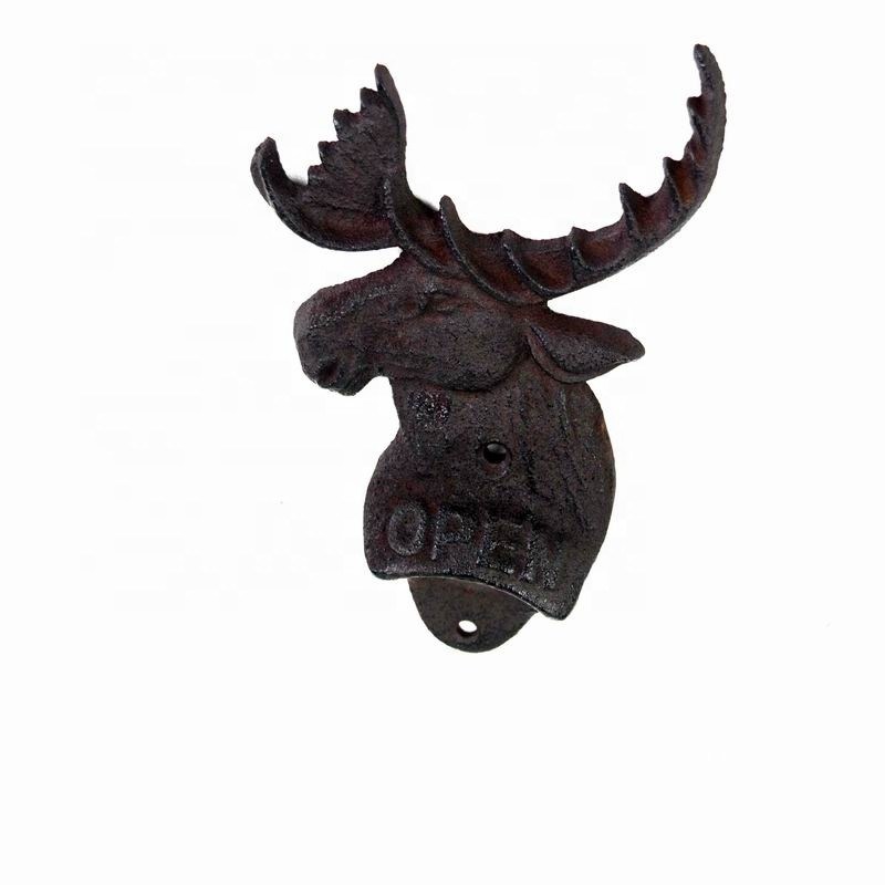 গুণ Home Decor Deer Head Brown Rust Cast Iron Bottle Opener কারখানা