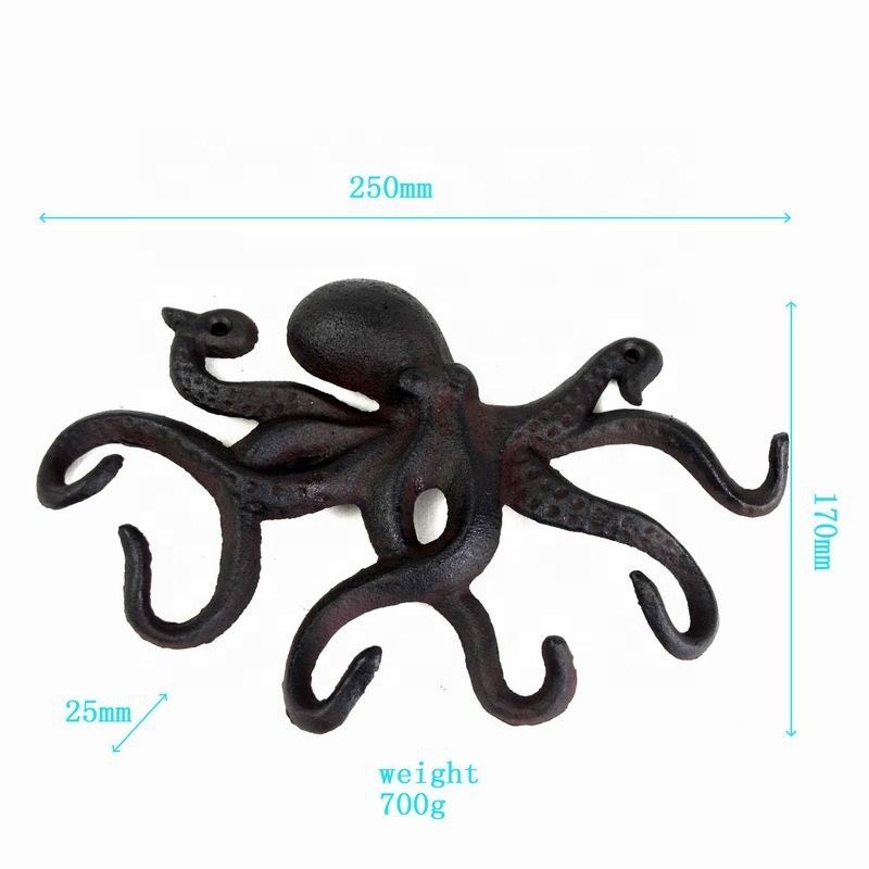 গুণ Wall Mounted Creative Octopus Cast Iron Hat Hooks কারখানা