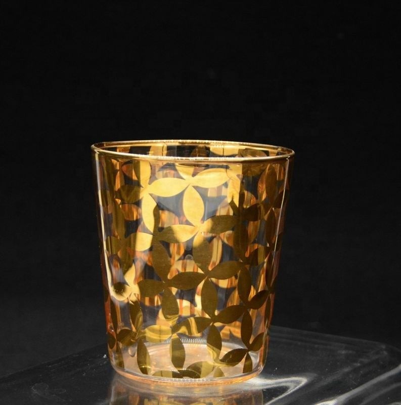 গুণ Gold Print High End Stemless Wine Glass Tumbler , Crystal Highball Glasses কারখানা