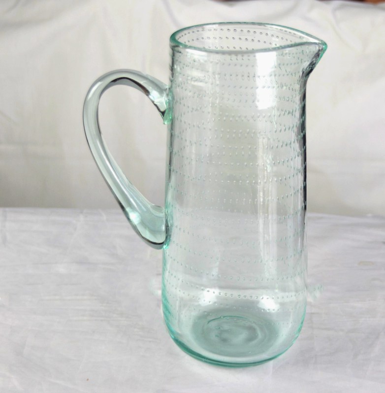 গুণ Recycle Green Spiraling Bubbles  Glass Water Pitcher , Large Glass Pitcher কারখানা