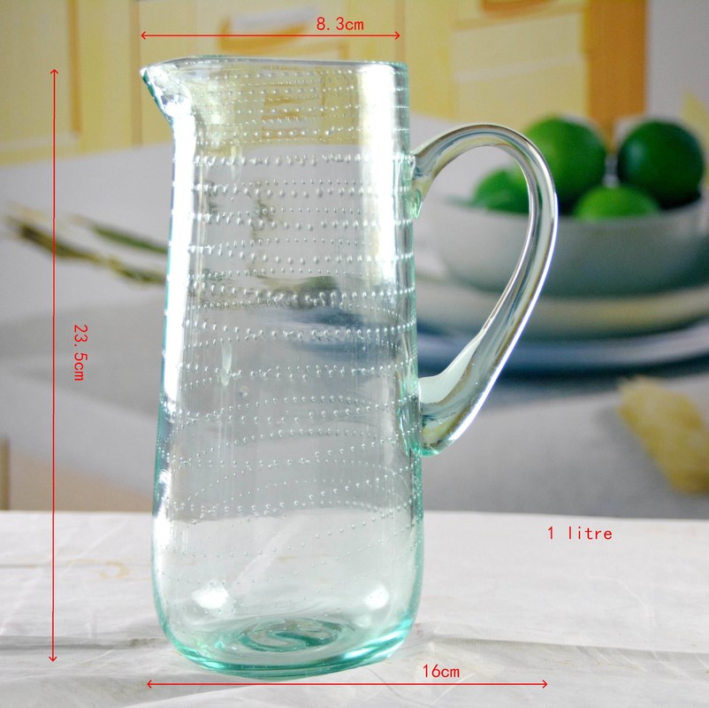 গুণ Recycle Green Spiraling Bubbles  Glass Water Pitcher , Large Glass Pitcher কারখানা