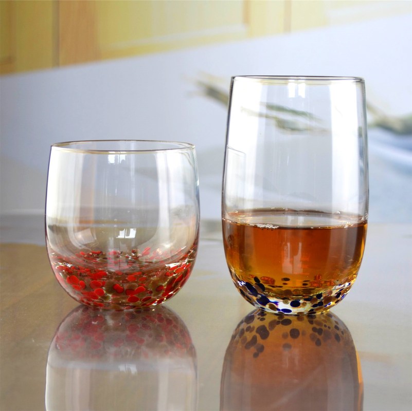 গুণ Red Stars Bottomed Creative Macadam Tumbler Drinking Glasses কারখানা
