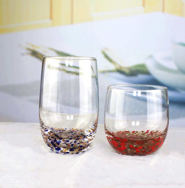 গুণ Red Stars Bottomed Creative Macadam Tumbler Drinking Glasses কারখানা