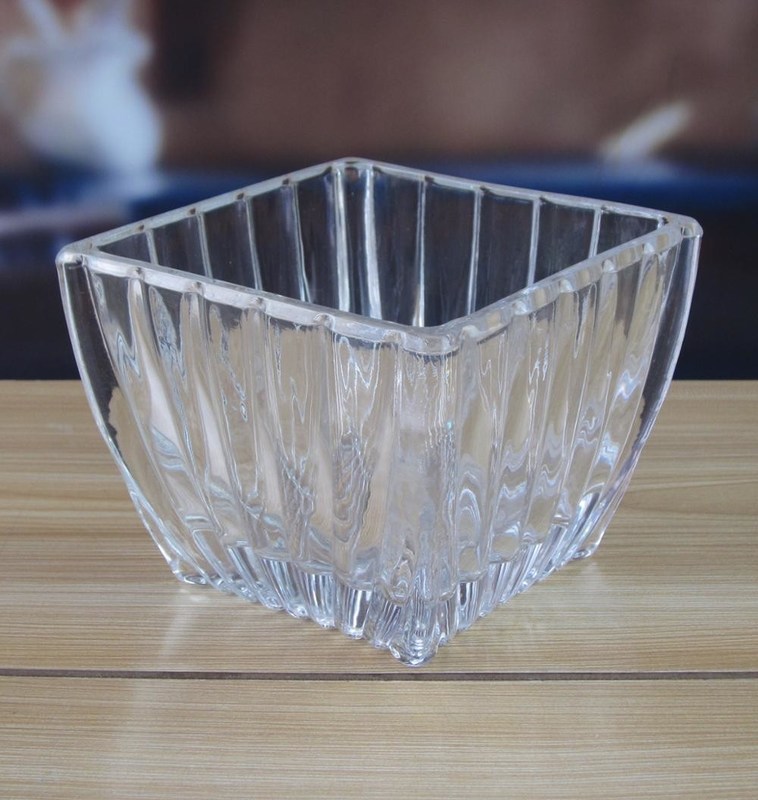 গুণ Square Optic Stripes Glass Storage Jars For Candy কারখানা