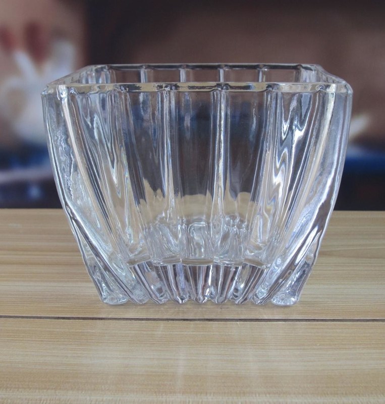 গুণ Square Optic Stripes Glass Storage Jars For Candy কারখানা