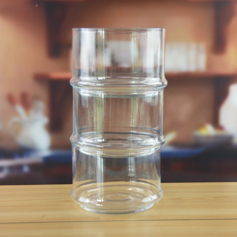 গুণ Stackable 3 Layers Tower Shaped Glass Storage Jars কারখানা