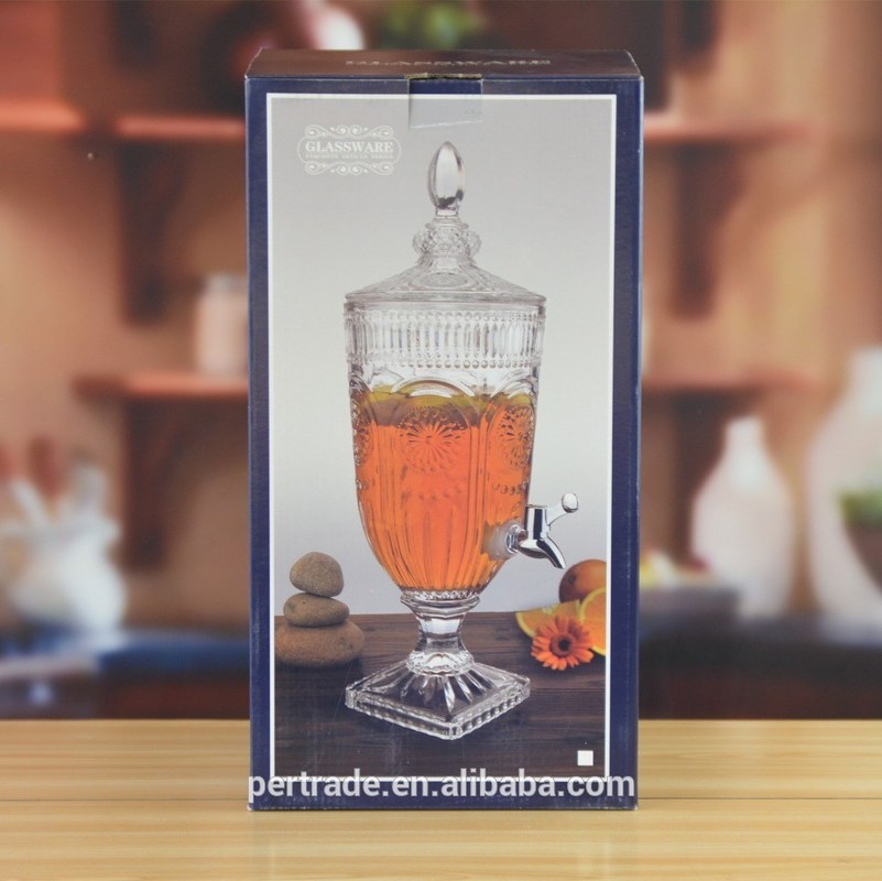 গুণ Deep Cutted Engraved 5l Glass Jar With Lid . Glass Food Storage Jars কারখানা