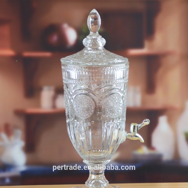 গুণ Deep Cutted Engraved 5l Glass Jar With Lid . Glass Food Storage Jars কারখানা