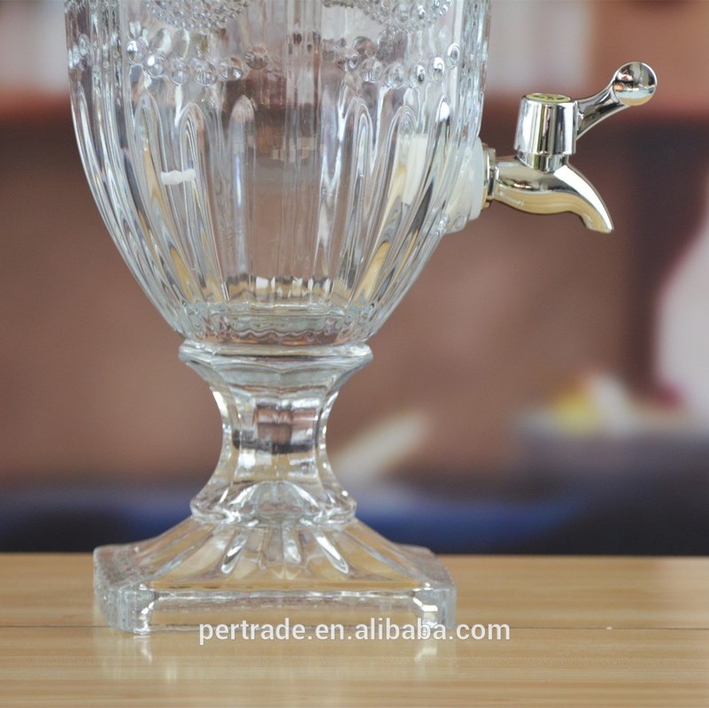 গুণ Deep Cutted Engraved 5l Glass Jar With Lid . Glass Food Storage Jars কারখানা