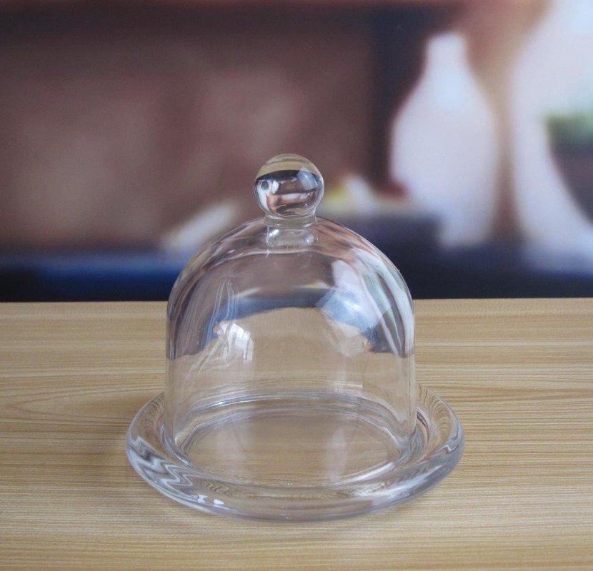 গুণ Transparent Oval Lead Free Glass Butter Keeper ,  Clear Butter Plate কারখানা