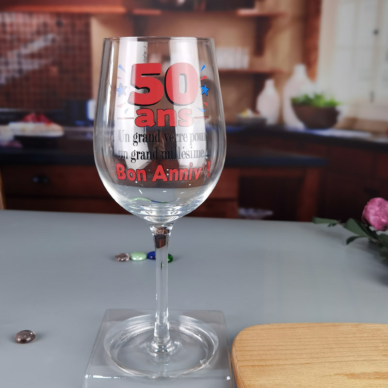 গুণ Clear 1 Litre Giant Wine Glass With Anniversary Decor কারখানা