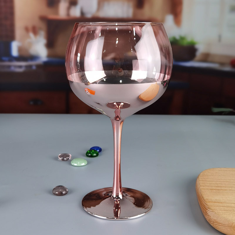 গুণ 11cm Dia 2pk Pink Gin Glasses Ion Plated Balloon Crystal Wine Glass কারখানা