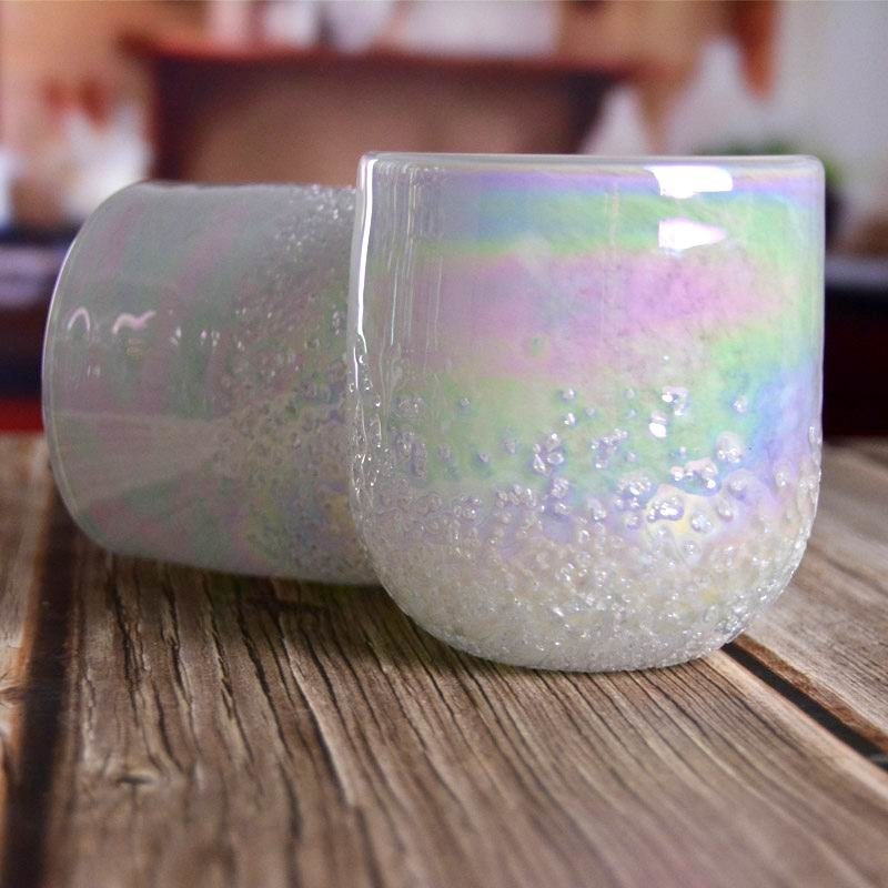 গুণ Iridescent Votive Glass Candle Holders Half Rough Sands Surface কারখানা