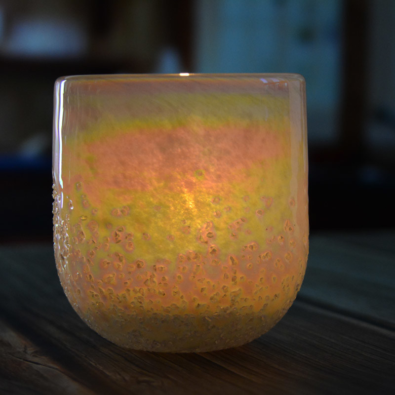 গুণ Iridescent Votive Glass Candle Holders Half Rough Sands Surface কারখানা