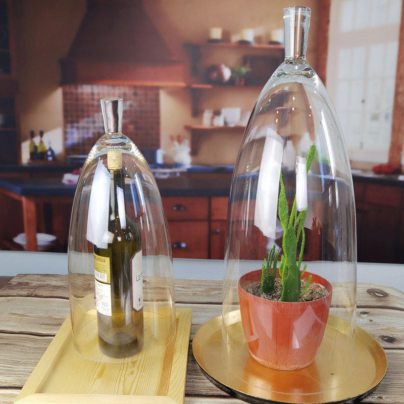 গুণ Transparent Lead Free Handled 21" Glass Dome Cloche কারখানা