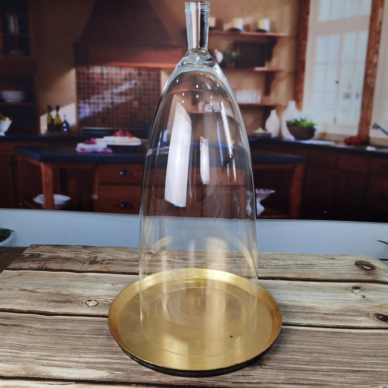 গুণ Transparent Lead Free Handled 21" Glass Dome Cloche কারখানা