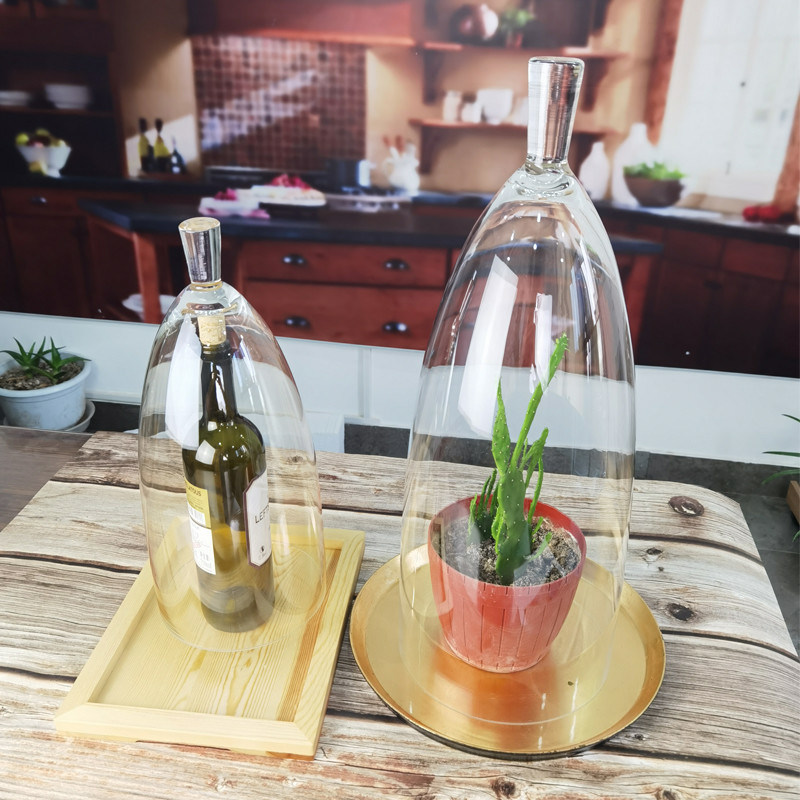 গুণ Transparent Lead Free Handled 21" Glass Dome Cloche কারখানা