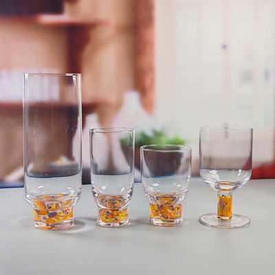 গুণ Confetti Decorative DOF Glass Handmade Crystal Tumbler Water Glasses Mexico Rock Glass Cup for Wedding Party Gift কারখানা