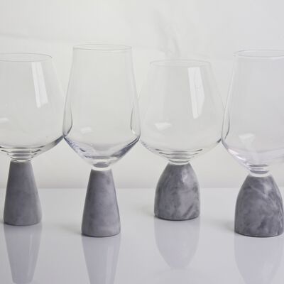 গুণ Hand Blown Crystal Wine Glass with Modern Gray Marble Stem Base Ultra Clear Bowl Perfect for Dinner Parties and Everyday কারখানা