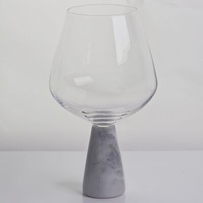 গুণ Hand Blown Crystal Wine Glass with Modern Gray Marble Stem Base Ultra Clear Bowl Perfect for Dinner Parties and Everyday কারখানা