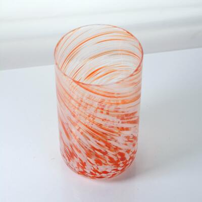 গুণ Hand-blown Orange Swirl Confetti Glass Cup - Artisan Crafted Drinking Glass for Whiskey and Cocktails কারখানা