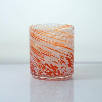 গুণ Hand-blown Orange Swirl Confetti Glass Cup - Artisan Crafted Drinking Glass for Whiskey and Cocktails কারখানা