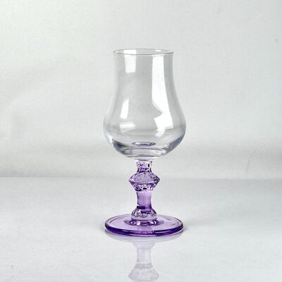 গুণ 4‑Pack Vintage Purple Stem Wine Glasses, Assorted Shapes Clear Cup with Decorative Purple Stem, Handblown Glass Goblets for Wedding Party Home Tabletop Decoration কারখানা