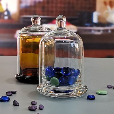 গুণ Customized Color Glass Cloche Jar with Bell Dome Glass Lid For Candle Wax কারখানা