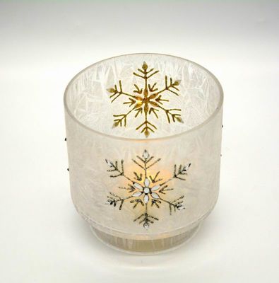গুণ Snow Flake Glass Candle Holders কারখানা