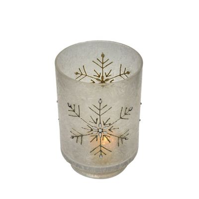 গুণ Snow Flake Glass Candle Holders কারখানা