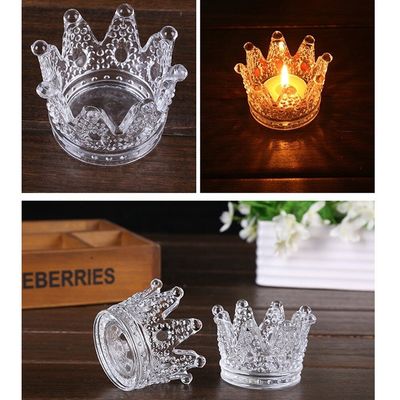 গুণ Romantic Crown Tea Light Mini Votive Candle Holders ,  Glass Cylinder Candle Holders For Party কারখানা