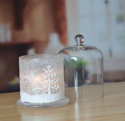গুণ Frost Glass Candle Holders , Glass Cylinder Candle Holders For Holiday Decoration কারখানা