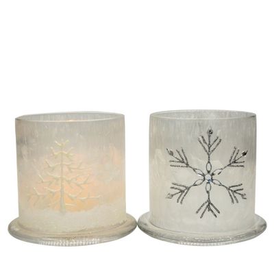 গুণ Frost Glass Candle Holders , Glass Cylinder Candle Holders For Holiday Decoration কারখানা