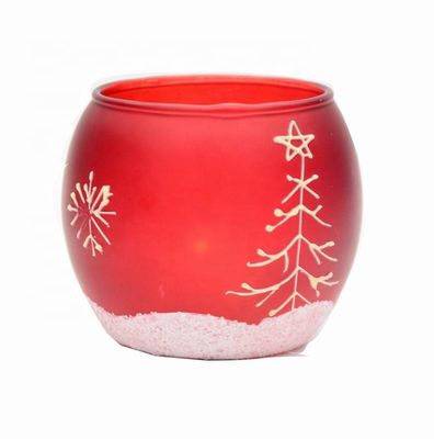 গুণ Handpainted Christmas Snowflake Glass Cylinder Candle Holders কারখানা