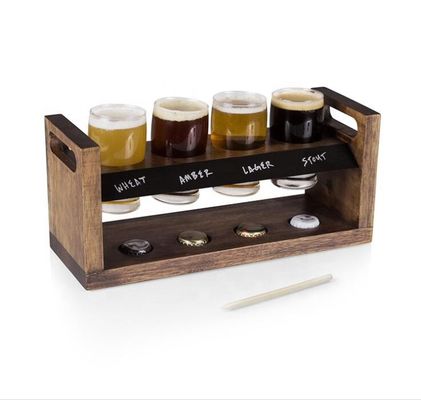 গুণ Handmade 5oz Craft Beer Tasting Kit , Craft Beer Glasses Set With Wooden Paddle কারখানা