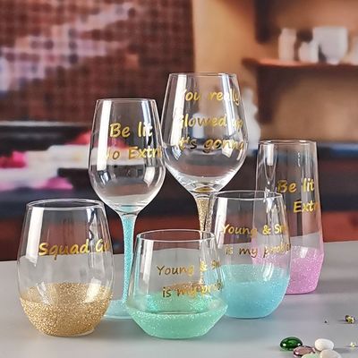 গুণ LFGB 450ml Wine Glass , Crystal Wine Glass For Anuversery Party কারখানা