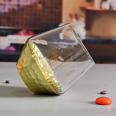 গুণ 400ml Hand Cut Gold Honeycomb Crystal Wine Glasses কারখানা