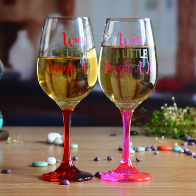 গুণ 340ml Crystal Wine Glass With Funny Fonts Decal Decoration কারখানা