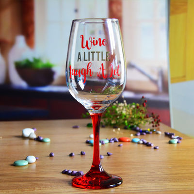 গুণ 340ml Crystal Wine Glass With Funny Fonts Decal Decoration কারখানা