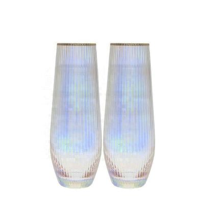 গুণ Ion Plated Rainbowl 16 Oz Stemless Wine Glass , Antique Crystal Wine Glasses কারখানা