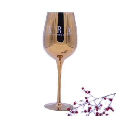 গুণ Gold Plated 16oz Crystal Wine Glass With Decal Logo For Gift কারখানা